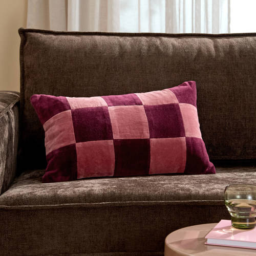 NOUS Living sierkussenhoes Ramah (30x50 cm) Roze Ruit afbeelding