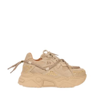 Jupiter chunky leren sneakers met studs beige