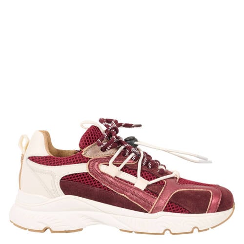 DWRS Isola chunky leren sneakers bordeaux/ecru Rood Meisjes Leer Meerkleurig