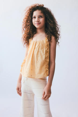 mouwloze top geel