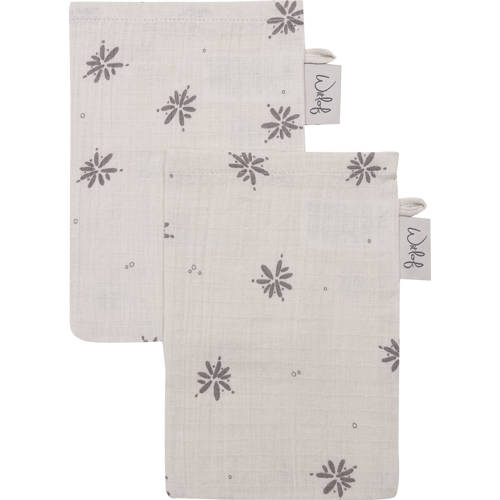 Witlof for kids hydrofiel washandje Little Charm - set van 2 ecru/grijs Hydrofiele washandjes afbeelding