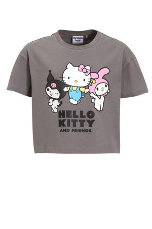 boxy T-shirt Hello Kitty & Friends license Katie grijs