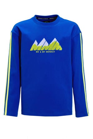 longsleeve met mountainprint blauw