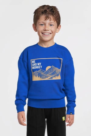 sweater met printopdruk blauw
