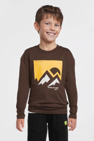 longsleeve met printopdruk donkerbruin