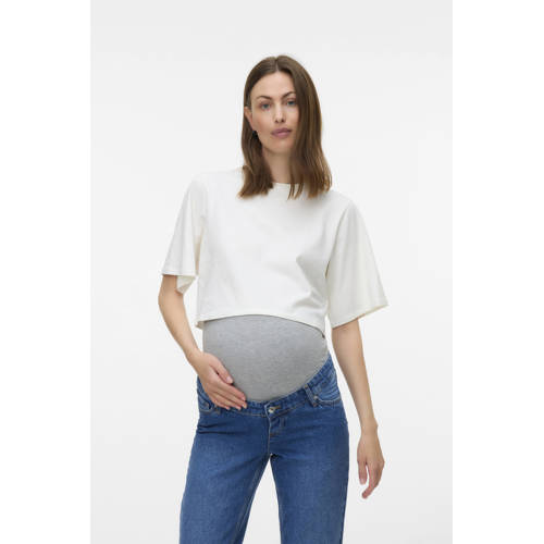 MAMALICIOUS zwangerschaps cropped top wit Dames Stretchkatoen Ronde hals - maat XXL afbeelding