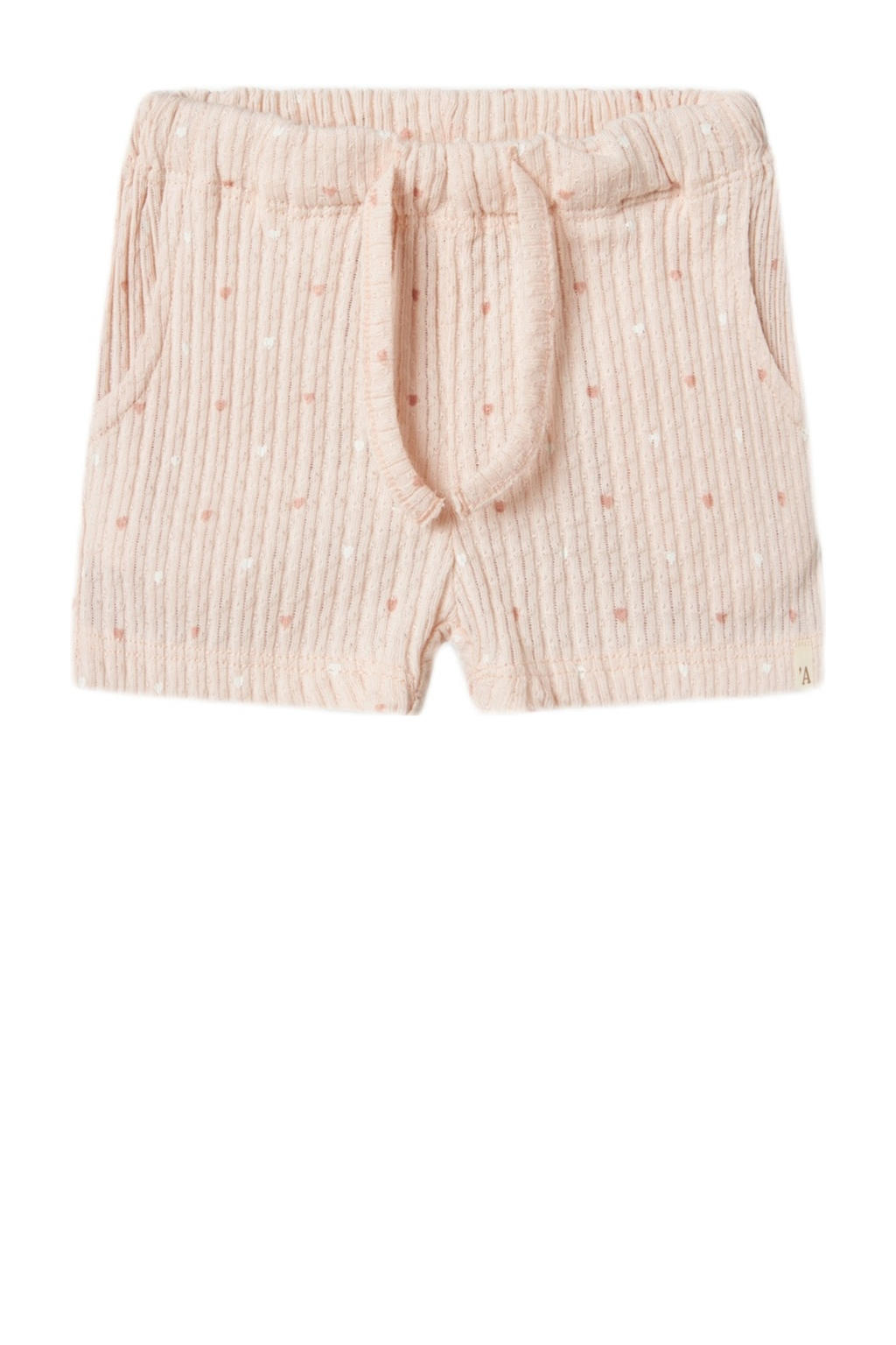 Lichtroze meisjes LIL' ATELIER BABY regular casual short van katoen met elastische tailleband met koord en effen