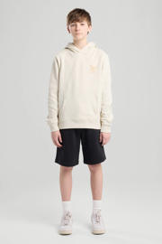 thumbnail: Ecru jongens America Today hoodie van sweat materiaal met backprint, lange mouwen en ronde hals