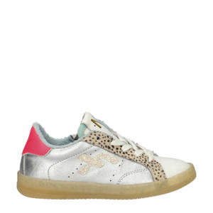   leren sneakers wit/zilver