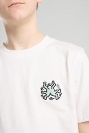 thumbnail: Witte jongens America Today T-shirt van katoen met printopdruk, korte mouwen, ronde hals en borduursels