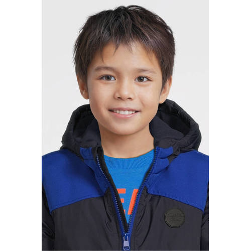 Orange Stars jas met contrasterende detail Ray donkerblauw/blauw Jongens Nylon Capuchon