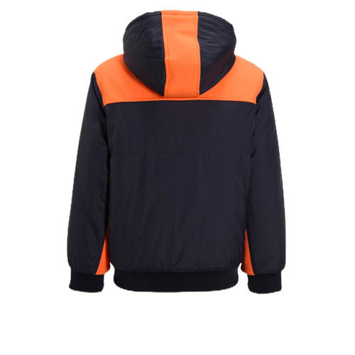 Orange Stars jas met contrasterende detail zwart/oranje Jongens Nylon Capuchon