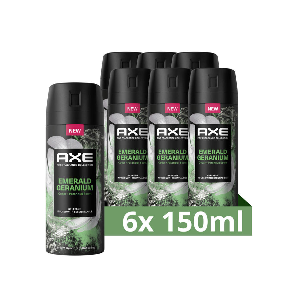 Axe Fine Fragrance Collection Emerald Geranium premium deodorant bodyspray  - 6 x 150 ml