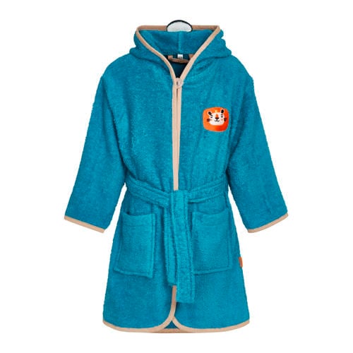 Playshoes badjas Jungle 3D blauw Jongens Katoen Capuchon Printopdruk - maat 134/140 afbeelding