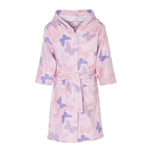 Playshoes badjas Butterfly lichtroze/lila Meisjes Polyester Capuchon All over print