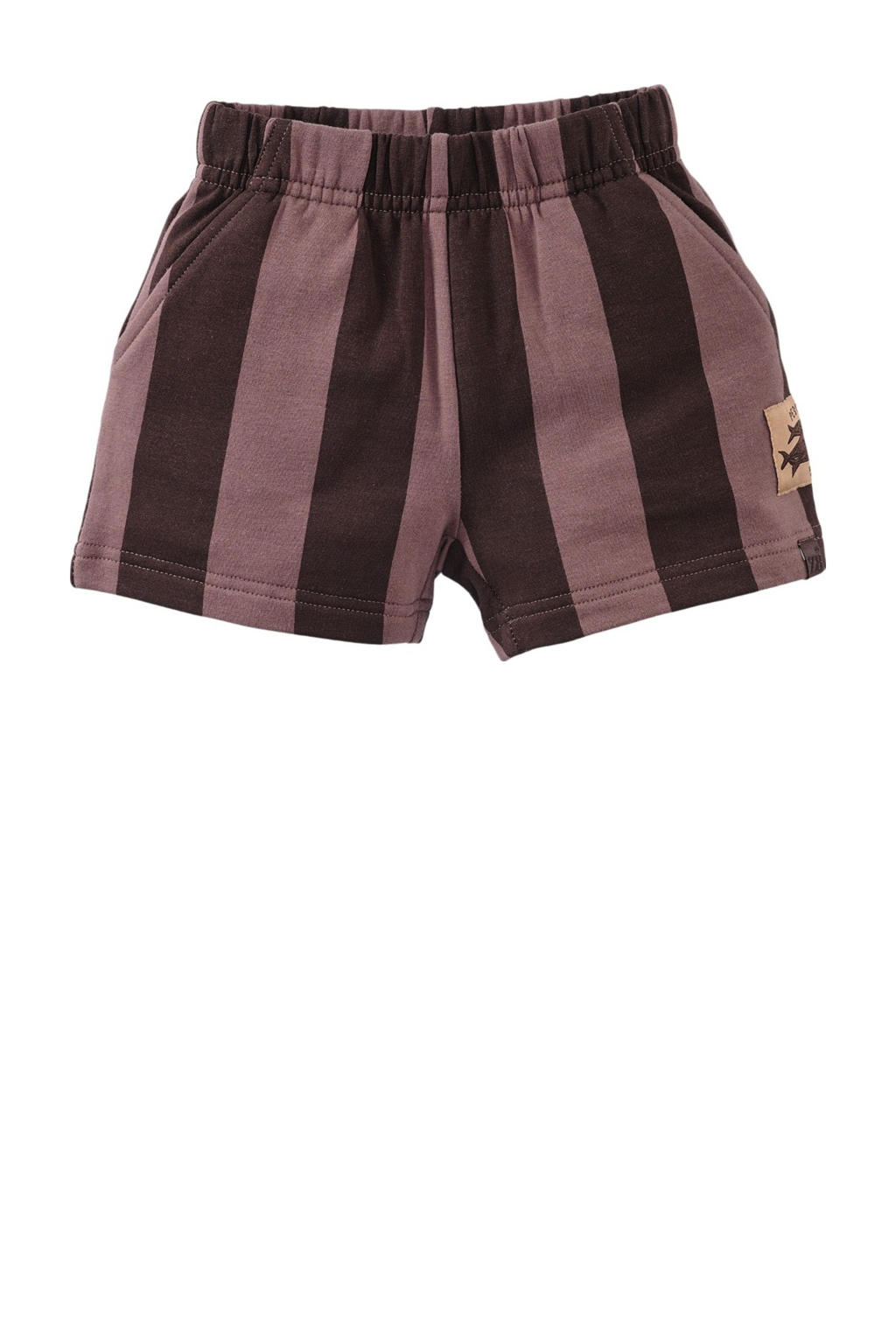 Bruine jongens Z8 mini sweatshort Yami met elastische tailleband en strepenprint