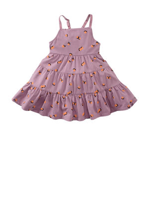 jurk Moyna met all over print lila/oranje