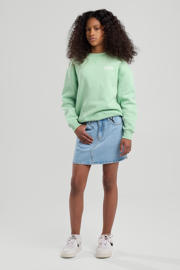 thumbnail: Lichtgroene meisjes America Today sweater met backprint, lange mouwen, ronde hals en geribde boorden