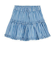 thumbnail: Blauw en witte meisjes WE Fashion strokenrok gemaakt van katoen en met elastische tailleband met koord