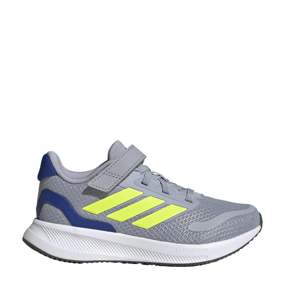 Grijs, geel en donkerblauwe jongens en meisjes adidas Sportswear Runfalcon 5 sneakers van leer/voering: mesh/voetbed: eva met elastische veter- met klittenbandsluiting