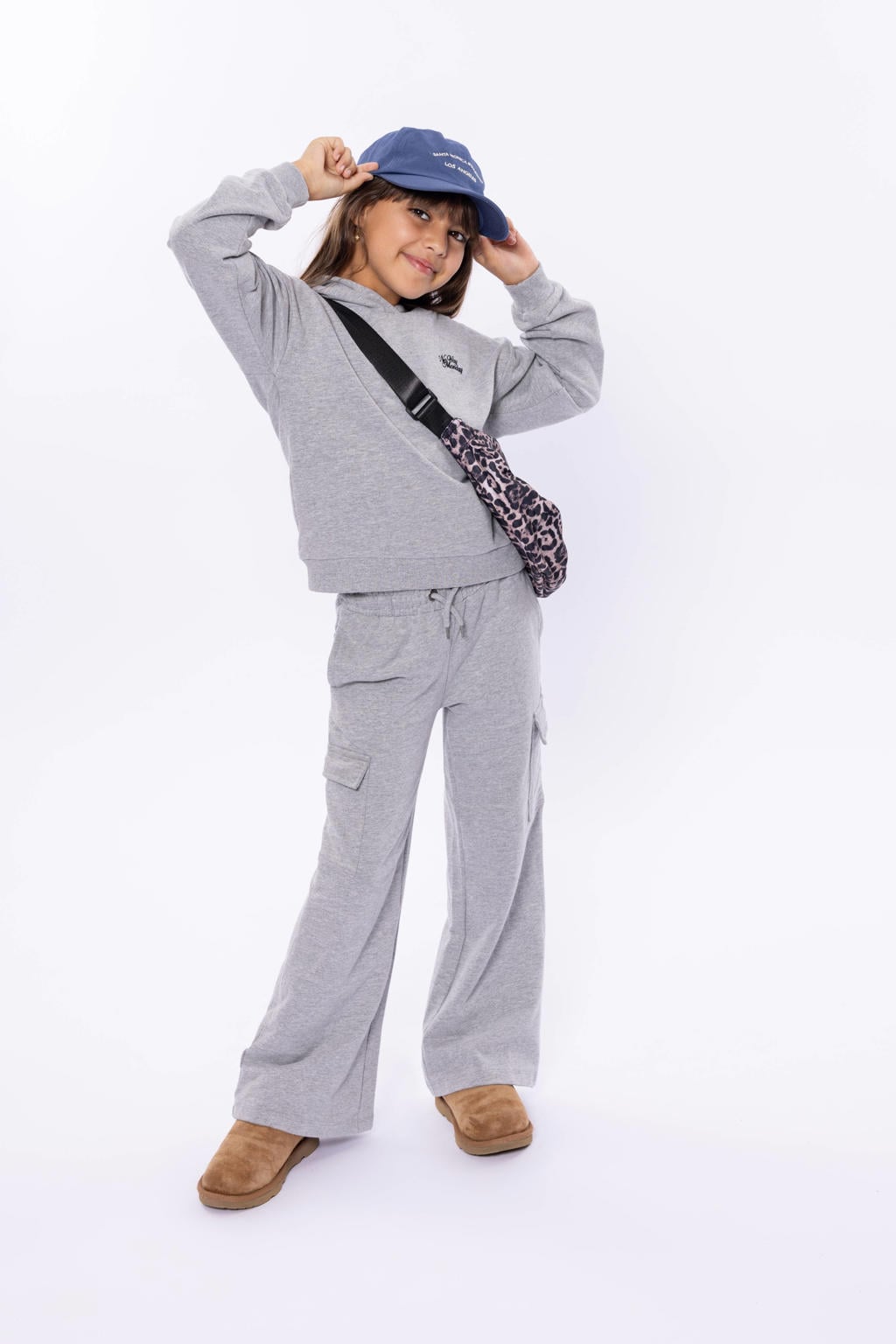 Grijs melange meisjes No Way Monday hoodie melange van katoen met lange mouwen en capuchon