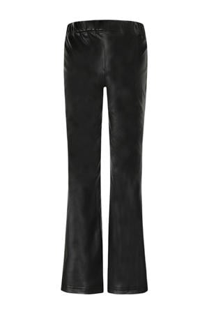 imitatieleren flared flared broek zwart