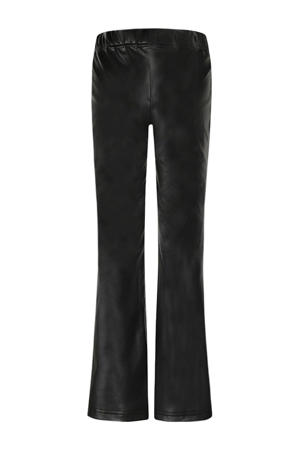 imitatieleren flared flared broek zwart