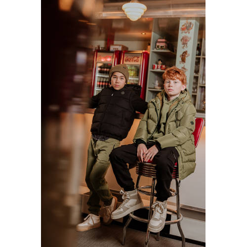 No Way Monday gewatteerde jas groen Jongens Polyester Capuchon Effen