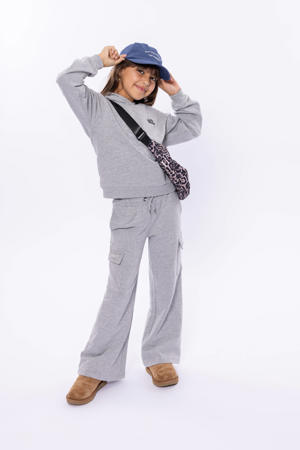 wide leg cargo broek grijs melange