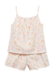 thumbnail: Mango Kids shortama ecru/roze/geel