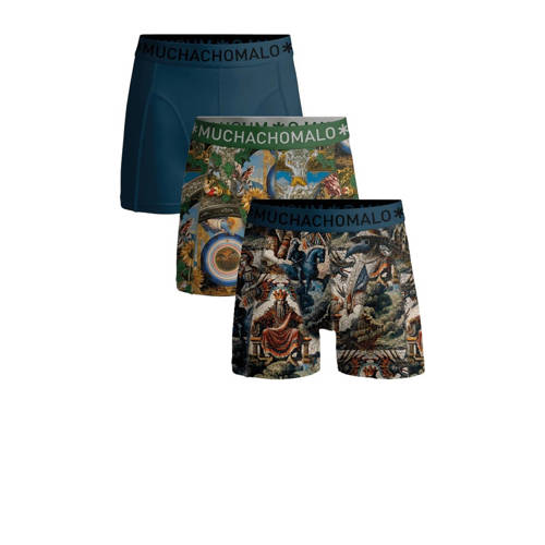 Muchachomalo boxershort - set van 3 blauw/groen Jongens Stretchkatoen All over print - maat 158/164 afbeelding