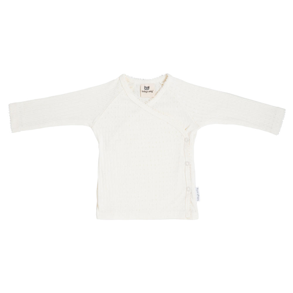 Witte meisjes Baby's Only longsleeve van katoen met effen, lange mouwen, V-hals, drukknoopsluiting en overslag detail