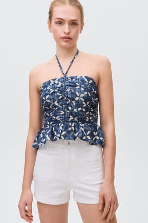 cropped top donkerblauw met glitter