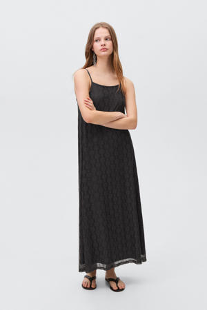 maxi jurk met open breisel antraciet