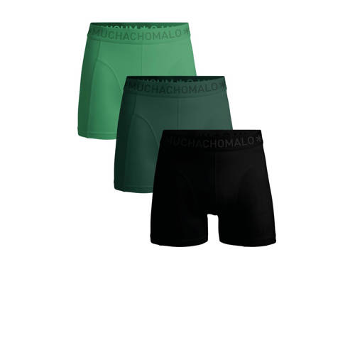 Muchachomalo boxershort - set van 3 groen/zwart Jongens Stretchkatoen Effen - maat 146/152 afbeelding