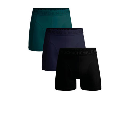 Muchachomalo boxershort - set van 3 zwart / groen / donkerblauw Jongens Stretchkatoen - maat 134/140 afbeelding