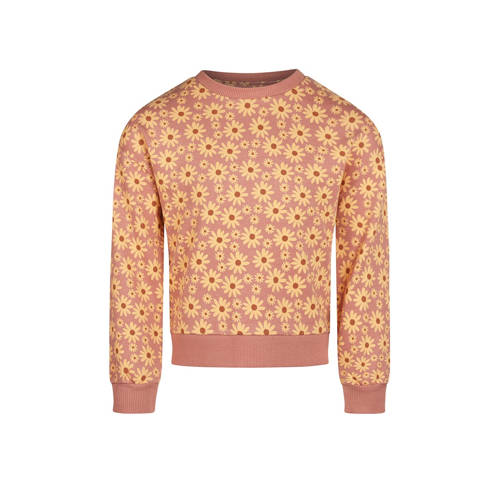 Koko Noko sweater oudroze Meisjes Stretchkatoen Ronde hals Bloemen - maat 134 afbeelding