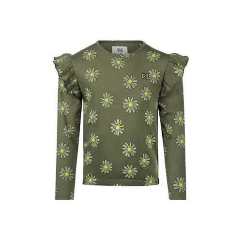 Koko Noko longsleeve groen Meisjes Stretchkatoen Ronde hals Bloemen - maat 116 afbeelding
