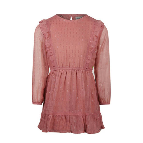 Koko Noko korte jurk met lurex roze Meisjes Polyester Ronde hals Effen - maat 122 afbeelding