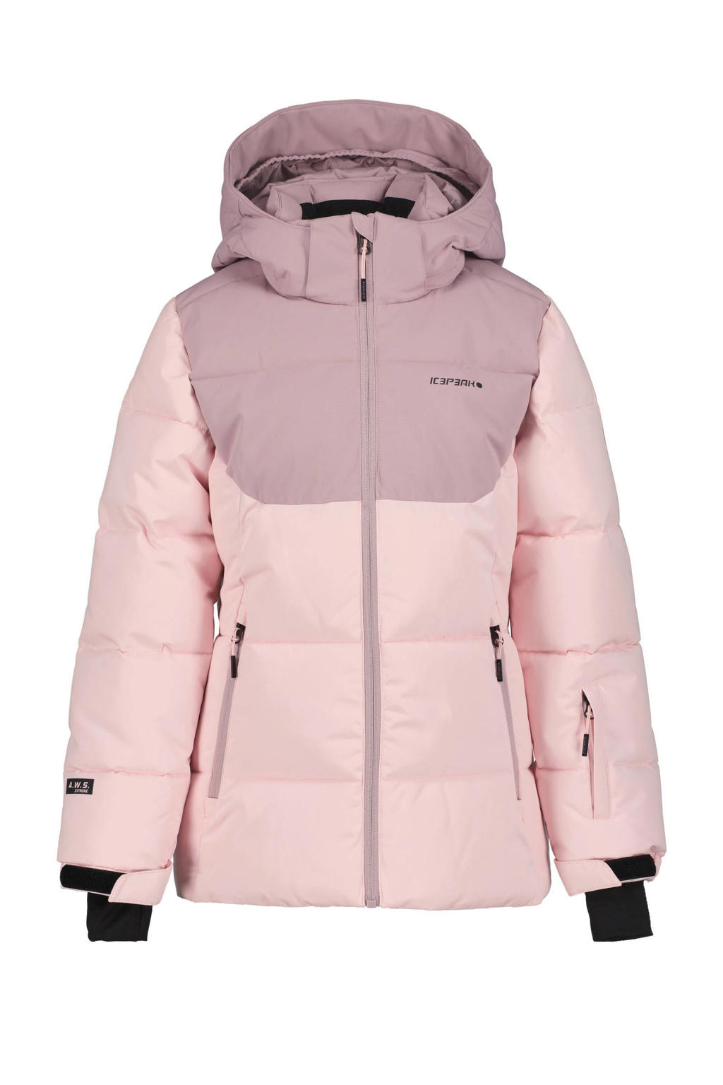 Lichtroze en lilakleurige meisjes Icepeak ski-jas Loris van polyester met effen en capuchon