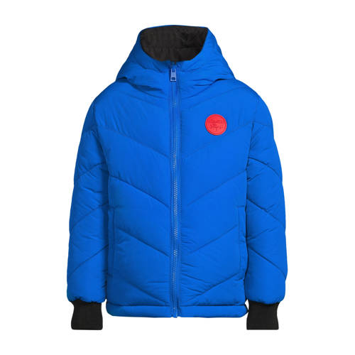 Orange Stars gewatteerde reversible jas Otis blauw/zwart Jongens Capuchon