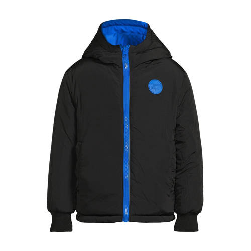 Orange Stars gewatteerde reversible jas Otis blauw/zwart Jongens Capuchon