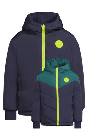 gewatteerde reversible colourblock jas Otis donkerblauw/teal