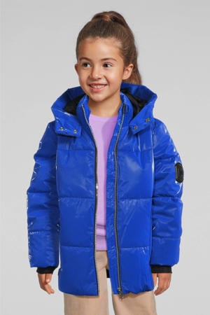 gecoate pufferjas met C logo Jessy blauw