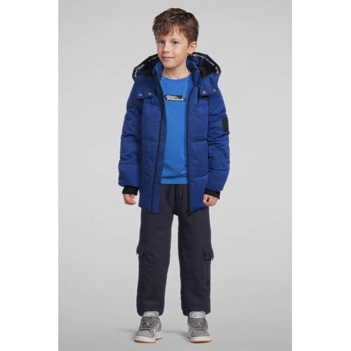 Coolcat pufferjas met C logo Caleb donkerblauw Jongens Polyester Capuchon