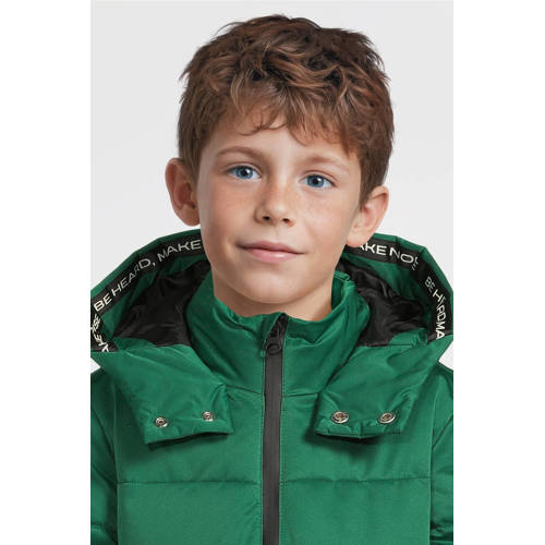Coolcat pufferjas met C logo Caleb groen Jongens Polyester Capuchon Logo