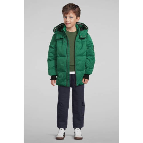 Coolcat pufferjas met C logo Caleb groen Jongens Polyester Capuchon Logo