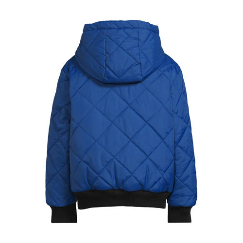 Coolcat gewatteerde jas Lucas zwart/blauw Jongens Nylon Ronde hals Effen