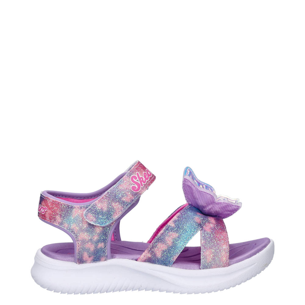 Lilakleurige meisjes Skechers S-Lights Jumpster Butterfly Brites sandalen met lichtgevende vlinder van imitatieleer met klittenband