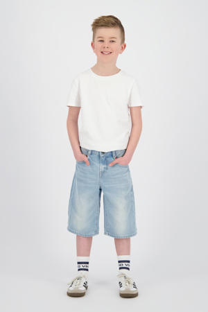 relaxed denim short light blue denim